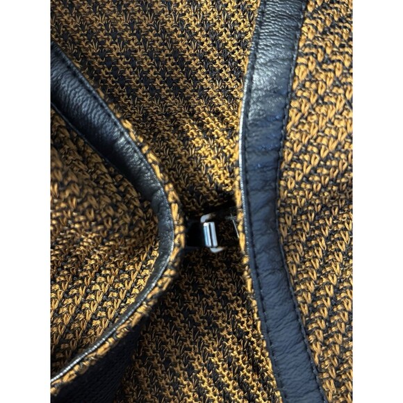 MISOOK Faux Leather Trim Jacket XL Brown Textured Single Clasp 3/4 Sleeve Career - Picture 9 of 16